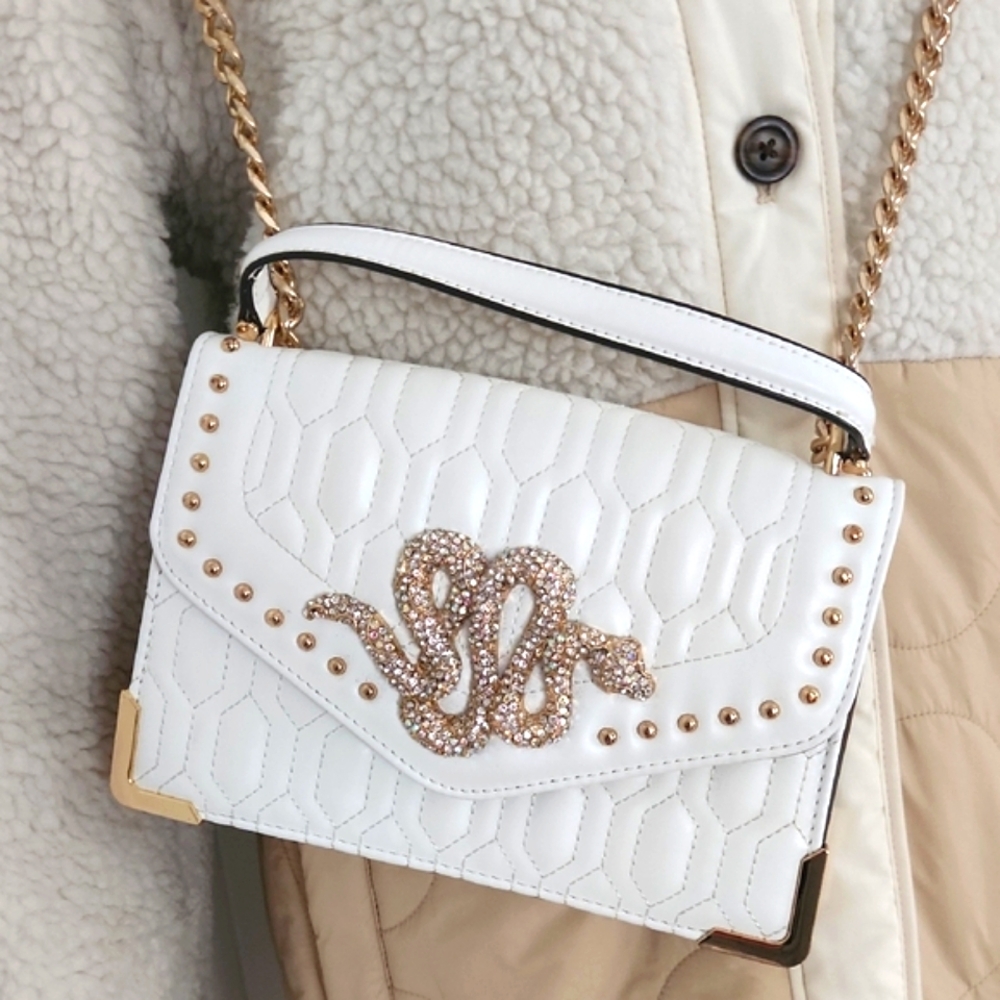 Aldo Collection Cream Crossbody Bag with Gold Details